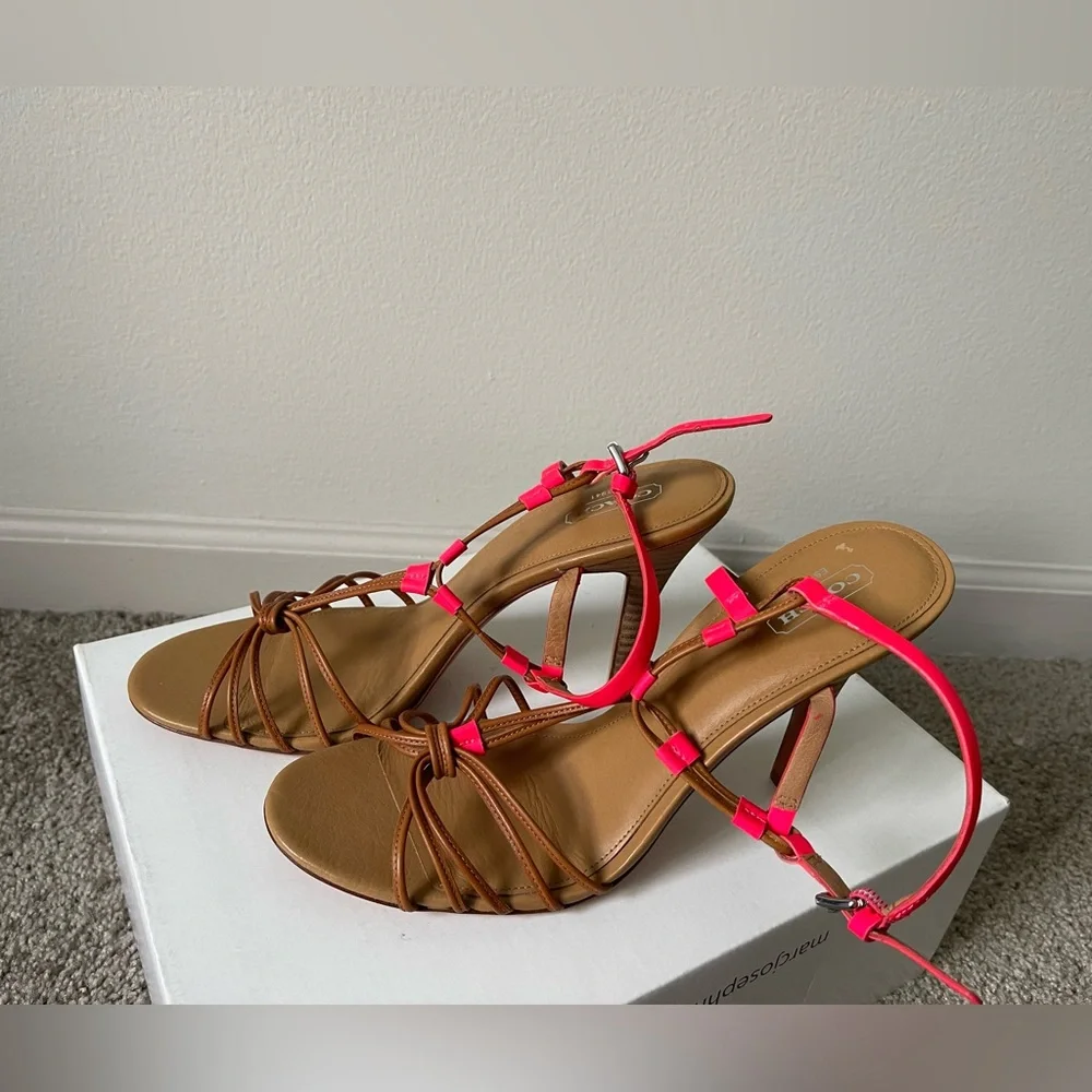 Coach LANA Elegant Strappy Sandal Pump Heel Shoe A0781 Pink/Ginger Size 10 - Picture 4 of 12